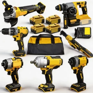 Yellow 12 in 1 Hand Tool Kits 20V 5Ah Battery Grinder Wrench Electric Hardware Tools Complete Electrical Tool Kits