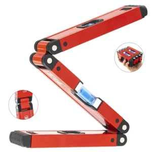 customized 3 Sections Aluminum Alloy Woodworking Tools Multi Angle Magnetic Level 3 Different Bubbles Folding Foldable Spirit Level